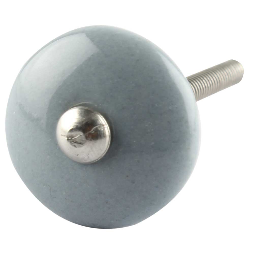 Solid Grey Small Bulb Ceramic Wardrobe Knob